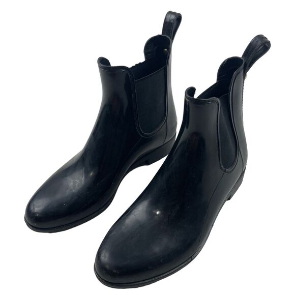 Sam Edelman Tinsley Black Rubber Rain Boots Women’s Size 7 Pull On Ankle Bootie - Picture 1 of 8